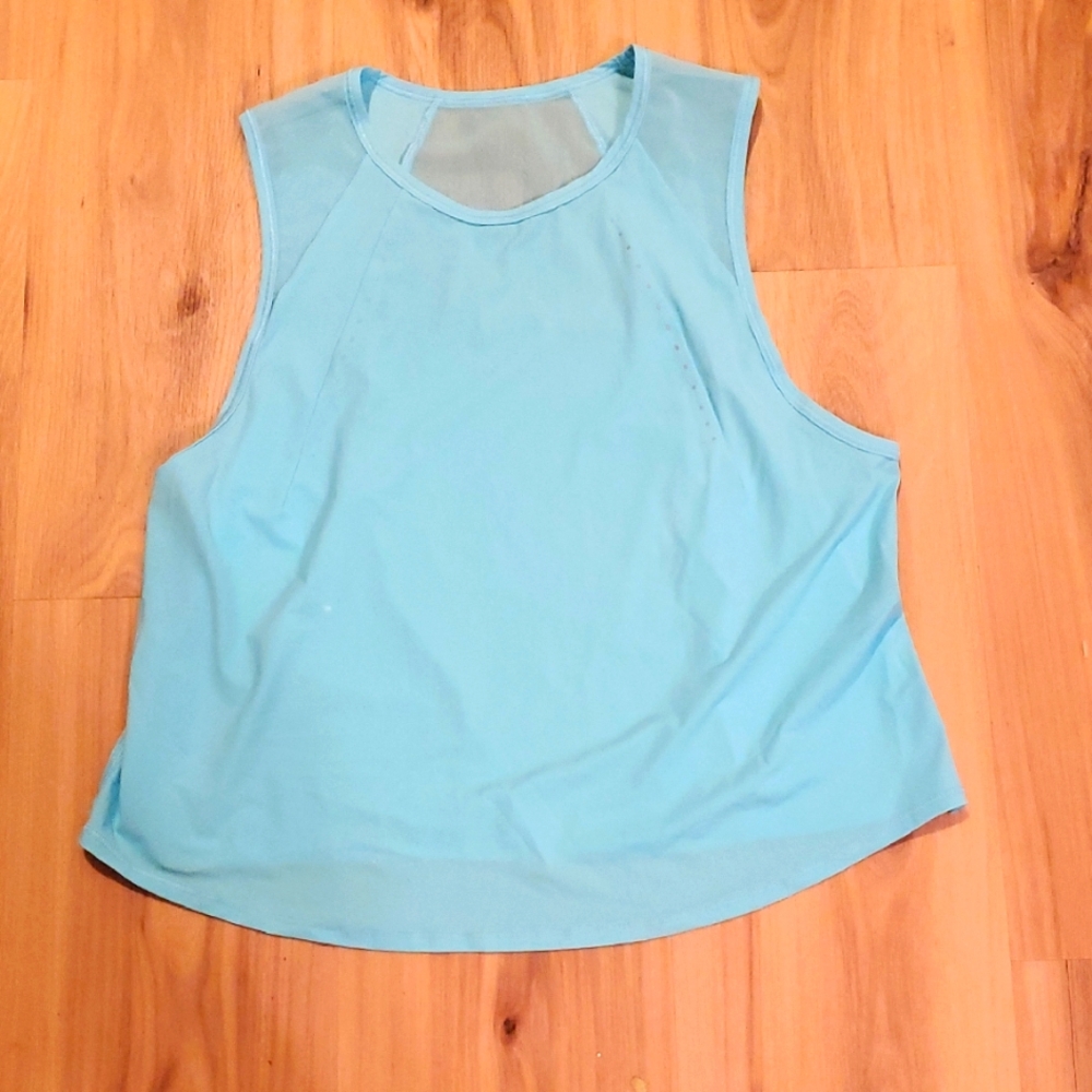 Lululemon Sculpt Cropped Tank Top Pleated Blue Chill Sz 6